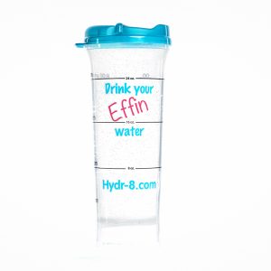 Drink Your Effin Water teal 32 oz. time-tracking travel water bottle by Hydr-8