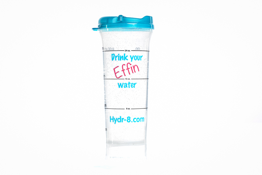 Hydr-8 Teal 32oz Insulated Water Bottle with Time Goals. Remember to drink  8 cups of water every day!