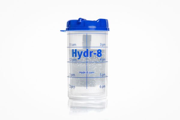 1 Gallon 32 oz. blue time-tracking water bottle by Hydr-8
