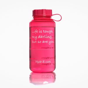 Pink Life Is Tough 32 oz. time-tracking water bottle by Hydr-8