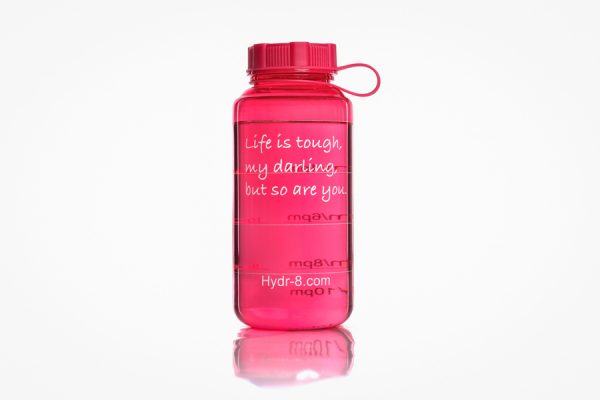 Pink Life Is Tough 32 oz. time-tracking water bottle by Hydr-8